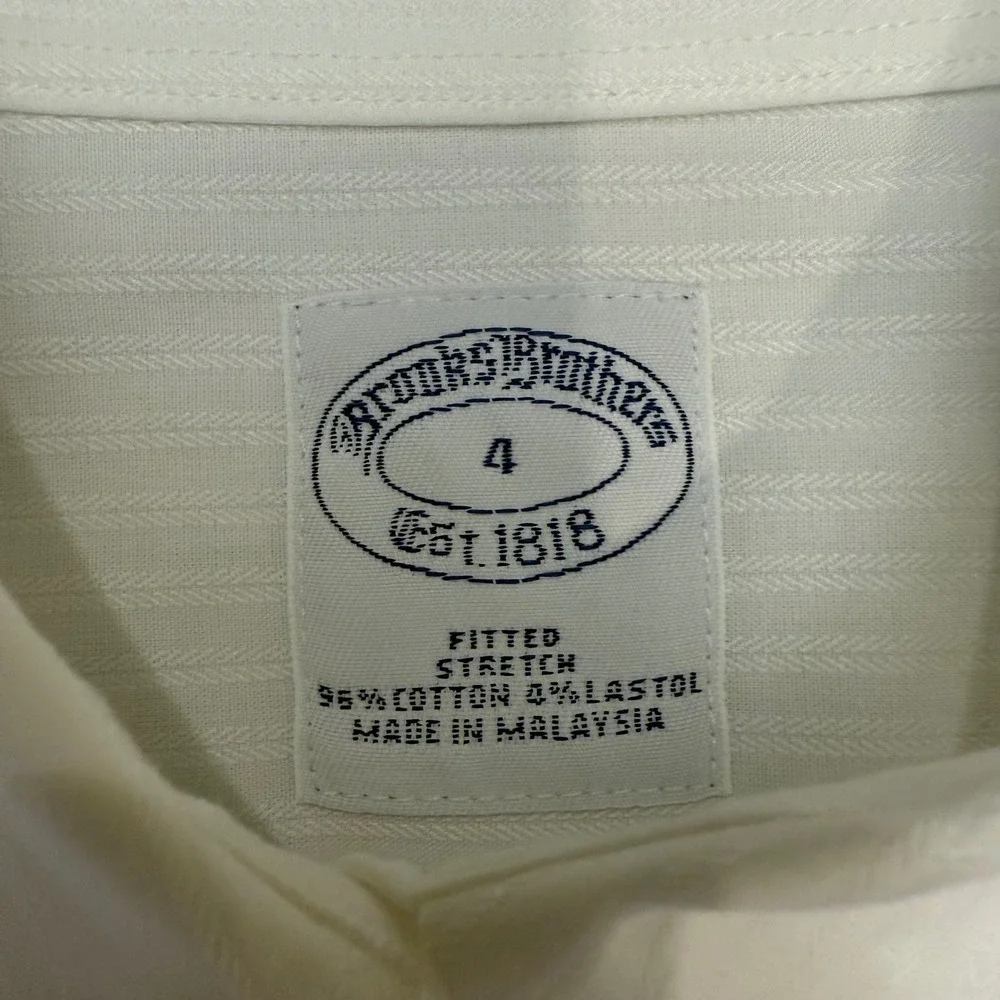Brooks Brothers Fitted Stretch Classic White Pinstripe Button Down Women Size 4 - Picture 2 of 6